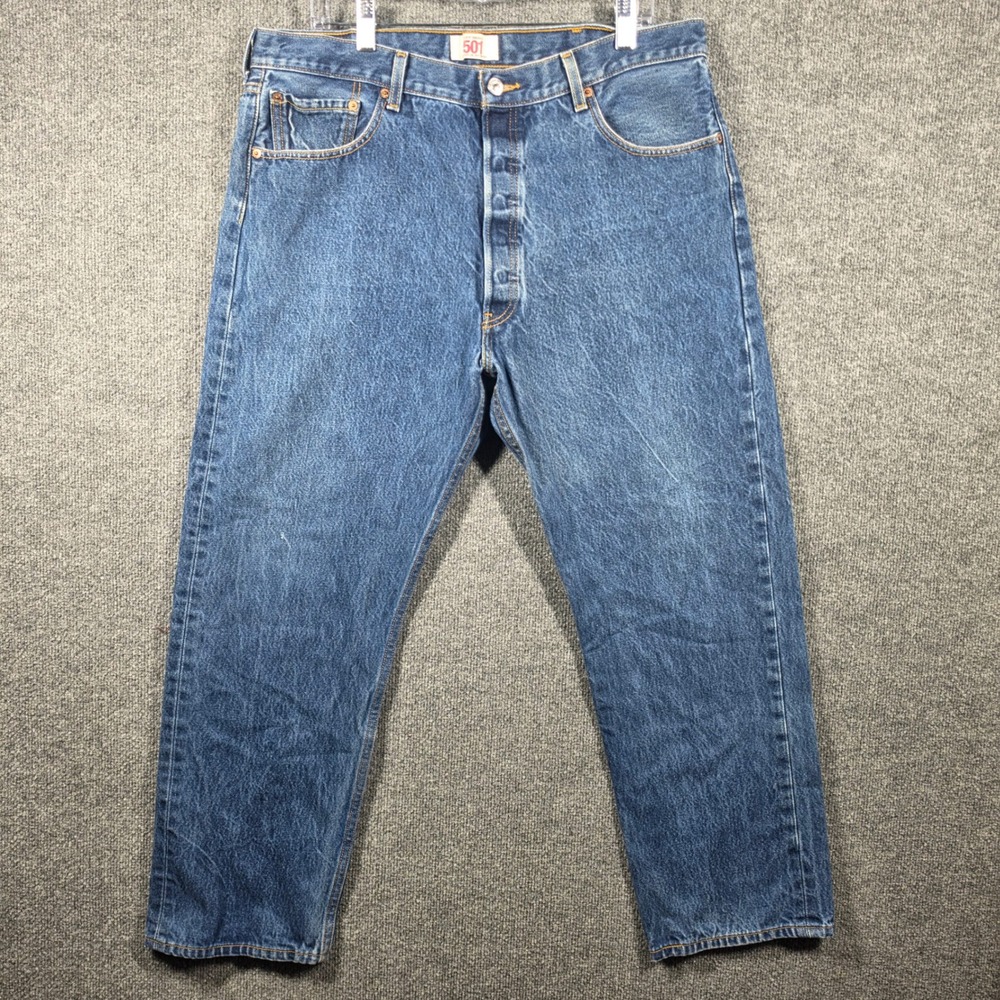 Levis 501 Jeans Mens 40x32 Original Straight Leg Button Fly Blue Denim